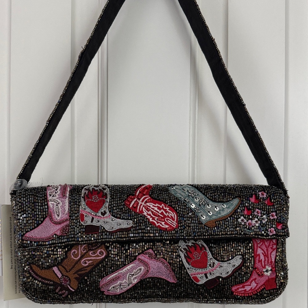 Viral Beaded Cowboy Boot Shoulder Bag